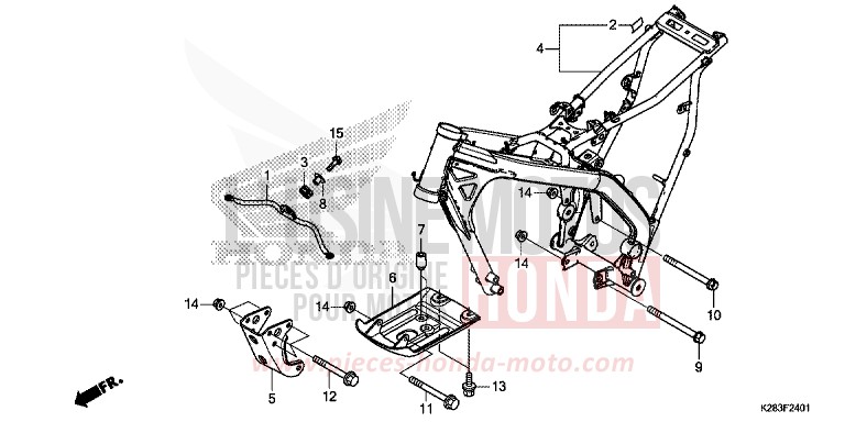 CARROSSERIE DE CHASSIS (CRF125F/FB K) de CRF125F "Petites Roues" EXTREME RED (R292) 2019